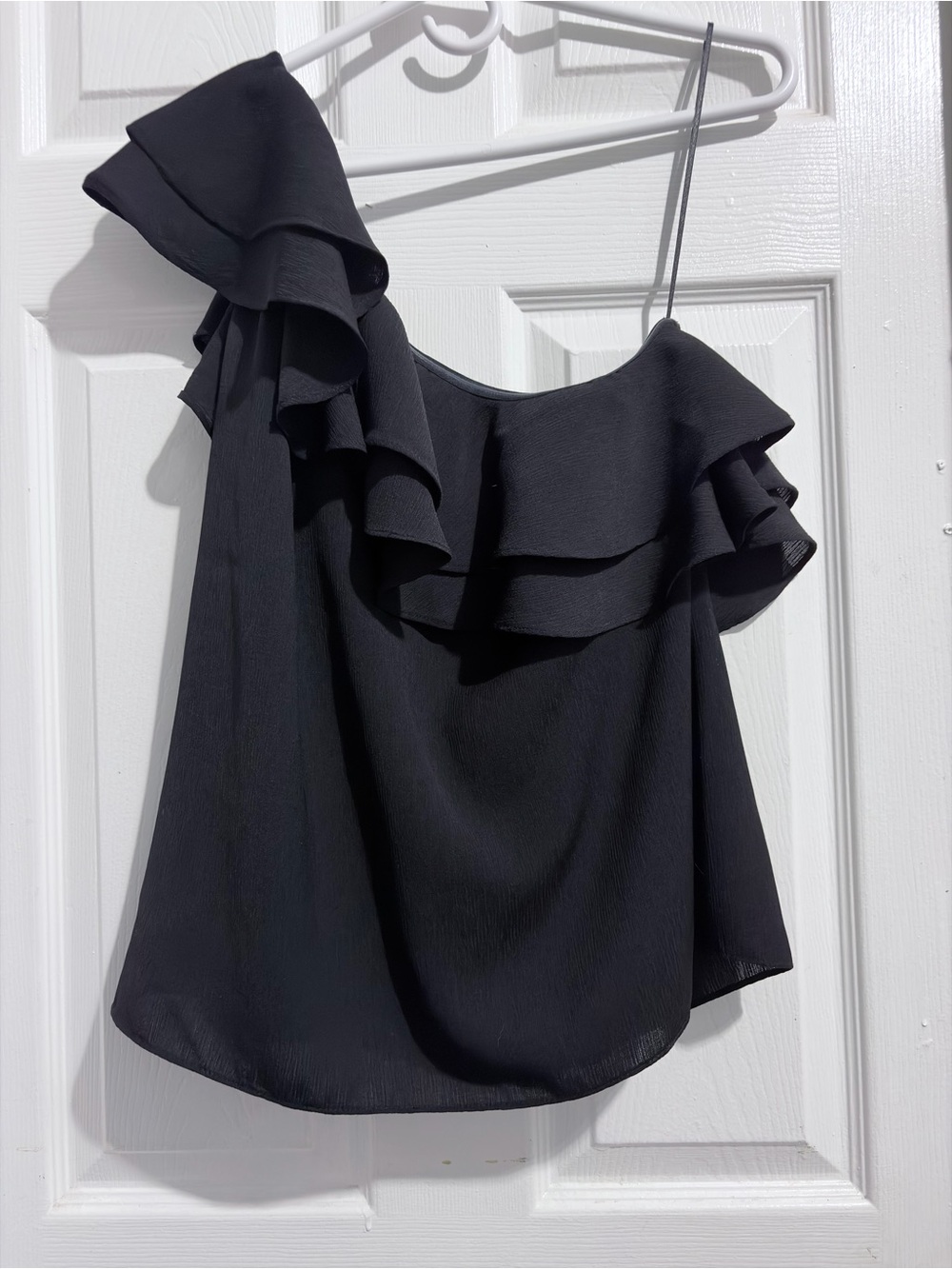 Apt. 9 Black Off-The-Shoulder Tiered Ruffle Blouse - Size Large